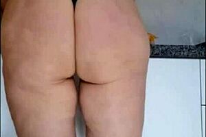 Hidden Camera Catches Stepmom In Kitchen With See-Through Blouse And Panties