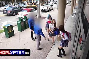 Nicole Luva Attempts Shoplift Distraction with Friend Call While Clerks Handle Office Sex Tape in Shop