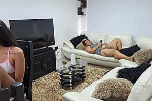 hey stepmom, you're touching your pussy and fingering it while stepsister does homework, that's so taboo and hot