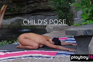 Naked milf yoga instructor Daniella Smith makes her body more flexible