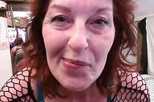 Dawnskye1962 strips from blue bra thong and fishnet with sweet kisses and dirty talk