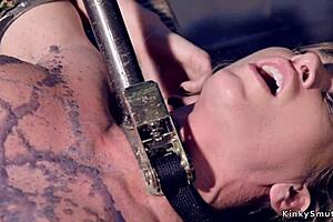 Busty waxed milf gets vibrated in her intense session