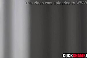 cuckold hubby joins wife dolly leigh for threesome reality fuck with shaved pussy sharing. The blonde swings old couple style in cheating husband scene.