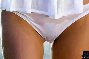 Russian milf babe Cara Mell shows off her true natural beauty in a casual outdoor striptease scene.