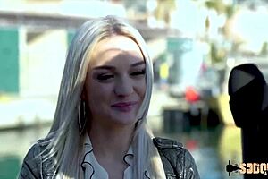 Nathalie the beautiful blonde gets her tight ass destroyed in lingerie