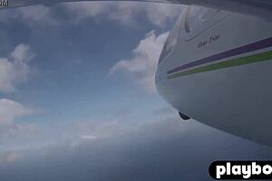 Oh wow, check out this perfect big tits blonde lesbian flying around totally naked in a wild scene