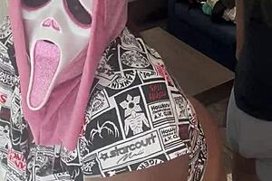 we had to take a break from the halloween party to nut... oh man, those big tits and ass in costumes got me so horny for creampie