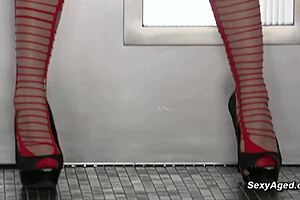 I feel this stunning busty asian milf getting fucked in red fetish lingerie and panties during missionary