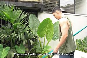 Muscular gardener lian grey gets hired by brunette milf kataleya gil for special intimate jobs in nature