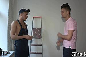 hey, this nice-looking teen 18+ beauty stands in doggy fashion for fun