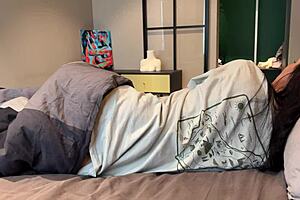 One Room Too Many Secrets as European Stepmom Shares Bed with Stepson for Blowjob Fucking Creampie?