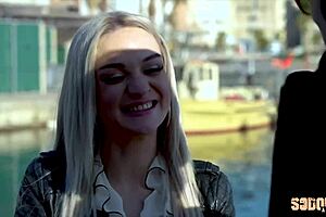 Nathalie the beautiful blonde gets her tight ass destroyed in lingerie