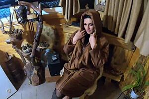 preview milfycalla smoking and a lot of cum on my new light brown long jacket