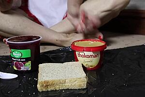 peanut butter jelly & a foot fetish fantasy with big tits milf blonde fingering her beautiful body in close-up massage and dirty talk while barefoot 😏👣