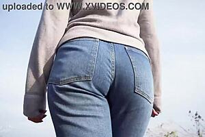 Why Tease with Phat Ass Milf Walking Outdoors in Loose Jeans?