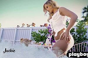 I exposed my amazing big ass milf hot body and cute blonde milf posed outdoor.