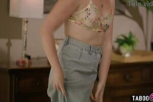 Chinese teen 18+ stepsister catches stepbro perving on MILF stepmom and they fuck hard with big cock taboo roleplay