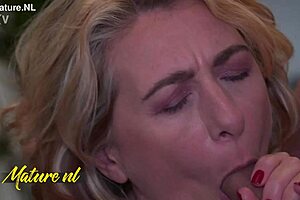 Blonde Milf Spots Hot Skinny Couple Hooking Up and Joins for Threesome with Pussy Licking and Face Sitting