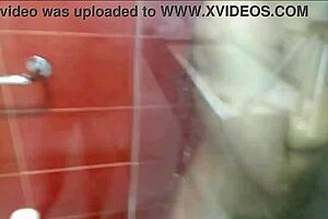 under the shower this latina milf with huge natural tits and big nipples bathed sensually in homemade video