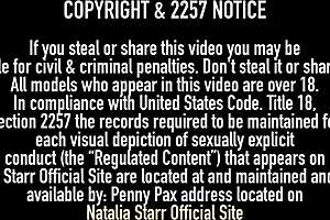 Natalia Starr drops to her knees casually, taking his sperm right in her mouth during the intense session.