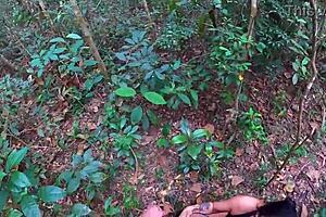 Slut moans nonstop in forest taking huge cock! Can she handle it?