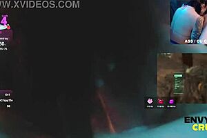 This gamer girl in her kitty bikini eagerly drools over his cock during intense blowjob session