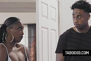 Hot black stepmom Misty Stone joins in threesome sex with stepdaughter Daya Knight and stepson.