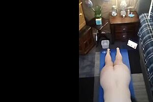 Sexy mature Vee contrasts big natural tits with naked yoga poses