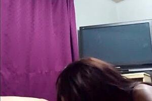 Wife sucks my cock, she decided not to clean but suck cock instead with puffy nipples and tight pussy in bedroom.