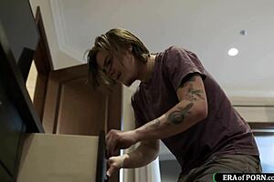 I love how my busty stepmom teaches me fucking with her hairy pussy and deepthroat skills