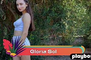 Petite milf Gloria Sol poses with natural tits and pussy for playboy 😍