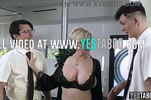 Two big cock teen 18+ preachers had a threesome with a huge boobs mature milf in doggystyle