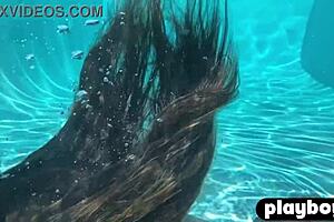 Hot posing unfolds with black babe ana foxxx in perfect poolside session for playboy