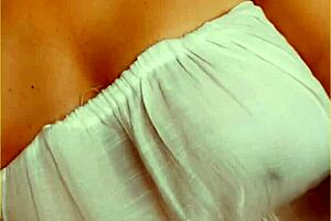 Wife flashes her big natural tits in amateur homemade video with amazing boobs display