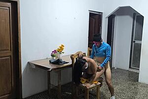 A latino visits colombia with his arab friend and extravagantly fucks their waitress