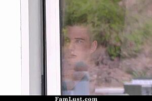 Stepson caught masturbating and fucked by step mom. High definition taboo action with big tits mommy licking pov big cock.