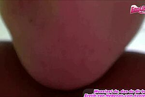 Submissive German housewife enjoys private homemade fuck with chat contact, taking anal and cum in mouth as an amateur mature in old and young encounter.