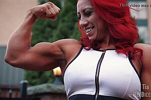 tia marie shows off her muscle bicep measurements in this flexible bodybuilder clip 😎