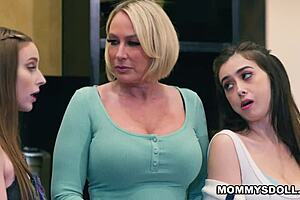 Scorching Hot Scene with Great Kissing Featuring Mellanie Monroe and Laney Grey and Chloe Surreal in Lesbian 3some