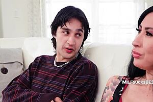 Hey thoughtful stepson, enjoy this sloppy deepthroat blowjob reward from your tattooed milf with big tits!