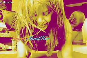 ginger ebony with saggy wet tits bounces bottle in pink lace