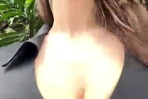 Stepmother big boobs struts outside slutty webcam public wife tease