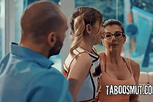 blonde teen marykate moss joins rough threesome with milf cory chase in hardcore reality scene