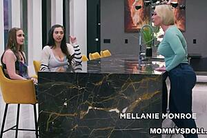 Scorching Hot Scene with Great Kissing Featuring Mellanie Monroe and Laney Grey and Chloe Surreal in Lesbian 3some