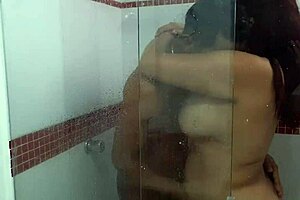 my stepmom walks in while im showering and we end up fucking in the bathroom