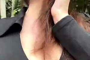 Stepmother big boobs struts outside slutty webcam public wife tease