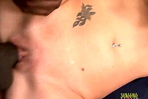 blonde milf handles three black guys on couch 😈