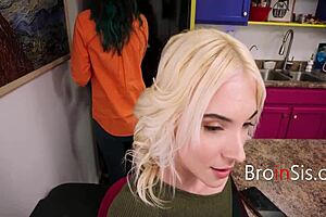 naughty teen step sis gets pounded right under stepmom's nose