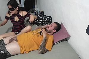 mi hermanastra's head stayed out but cock filled her till pussy dripped!