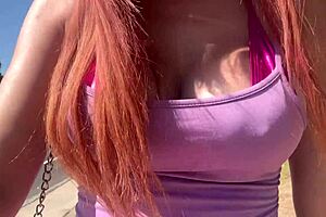 artemisia love's huge italian tits bounce public outdoor closeup